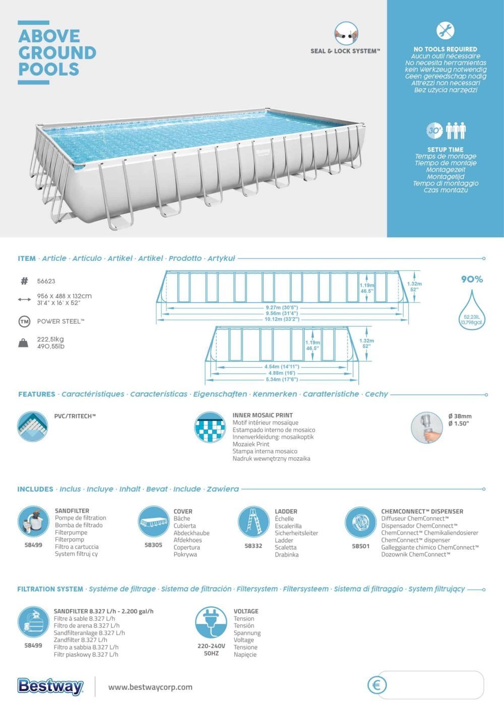 Buy Bestway - Ultra Frame Pool - 31ft X 16ft x 4.33ft - IntexZone.com