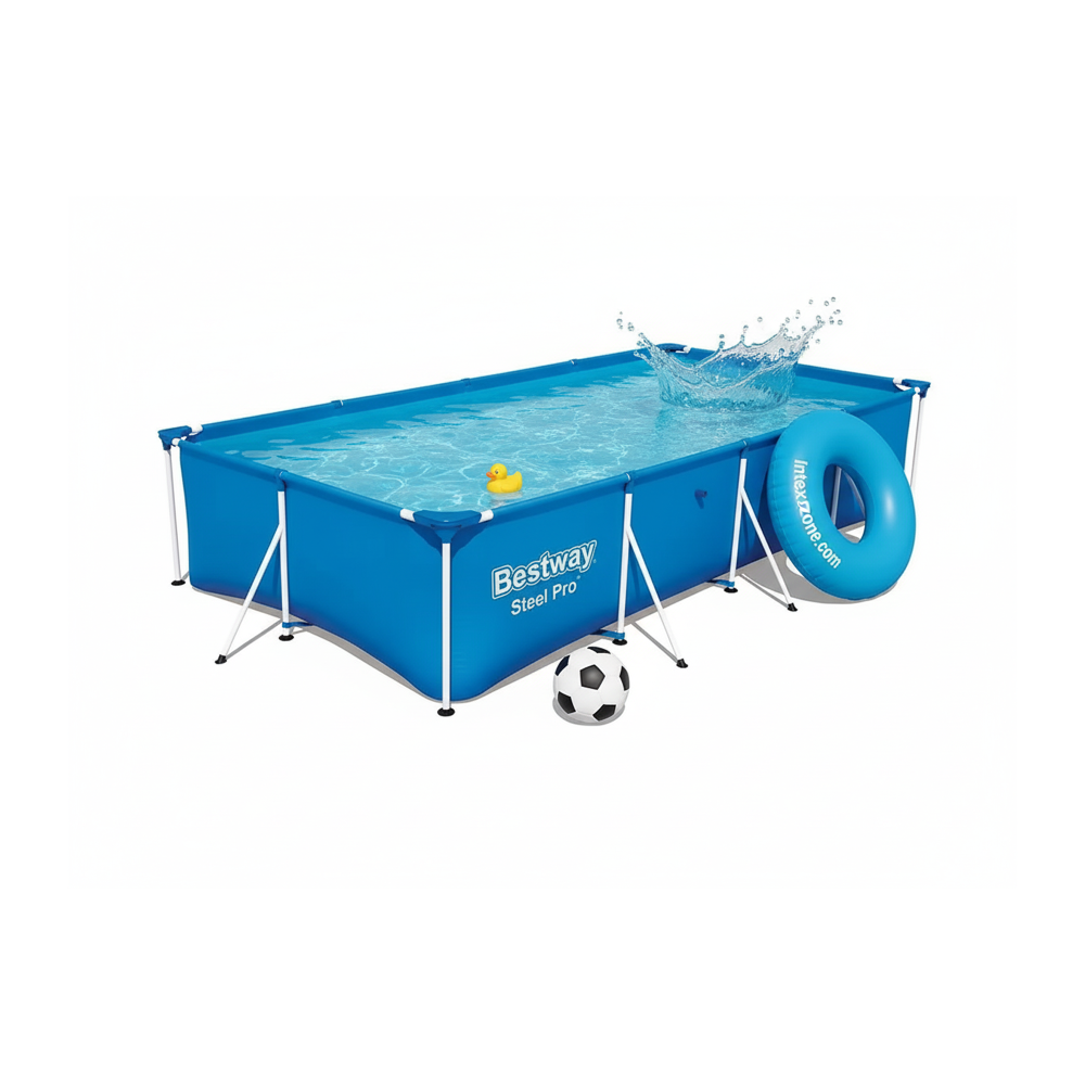 Bestway 56405 | Size 13.1 x 6.11 x 2.60 Ft | Steel Pro Rectangular Metal Frame Portable Ready-Made Swimming Pool