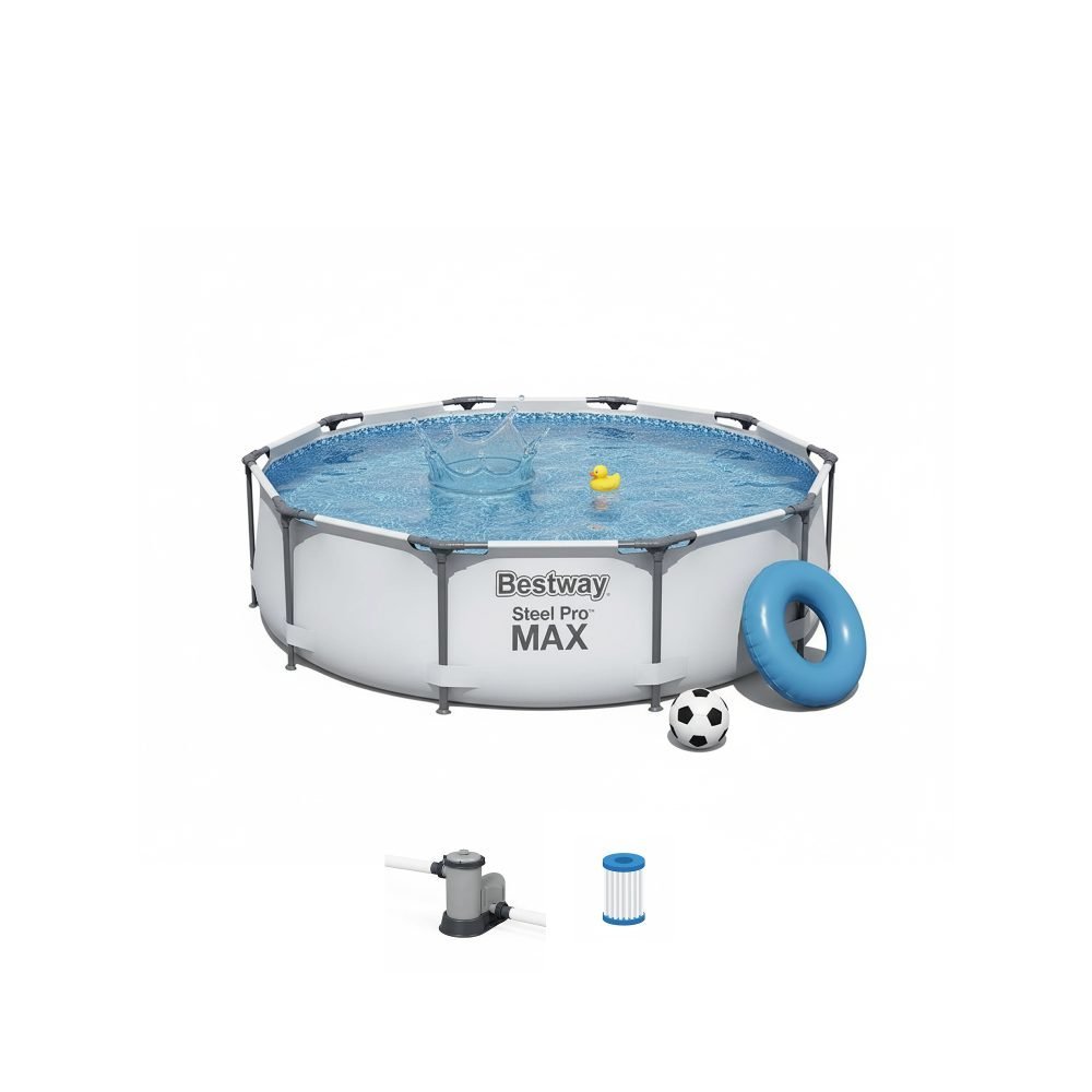 Bestway 56416 | Size 12.0 x 12.0 x 2.50 Ft | Steel Pro MAX Round Metal Frame Portable Ready-Made Swimming Pool
