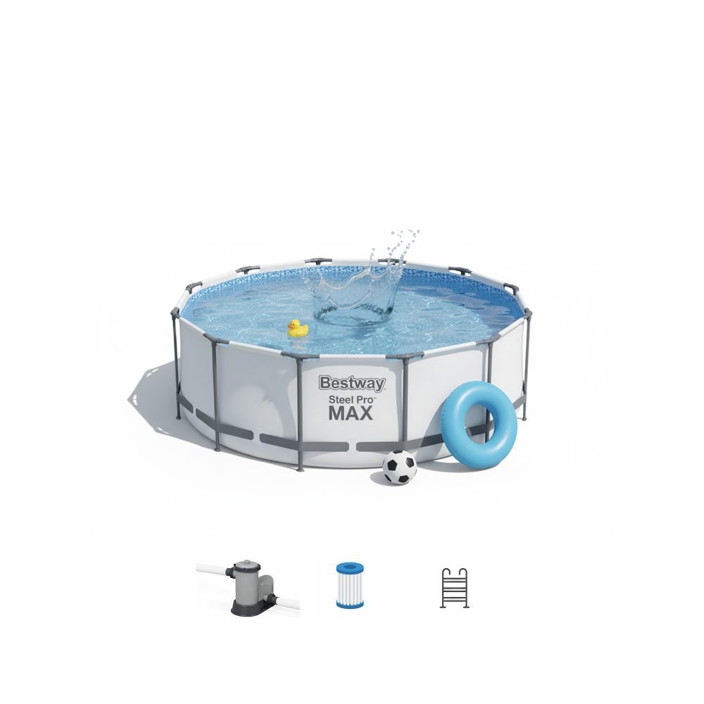 Bestway 56418 | Size 12.0 x 12.0 x 3.30 Ft | Steel Pro MAX Round Metal Frame Portable Ready-Made Swimming Pool