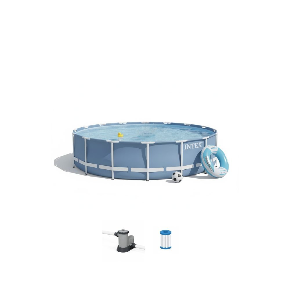 Intex 26728 | Size 15.0 x 15.0 x 2.75 Ft | Prism Frame Round Metal Frame Portable Ready-Made Swimming Pool