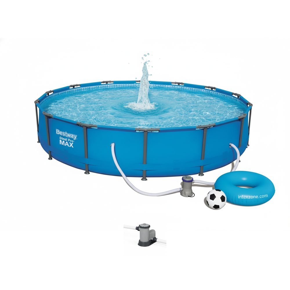 Bestway 56595 | Size 14.0 x 14.0 x 2.85 Ft | Steel Pro MAX Round Metal Frame Portable Ready-Made Swimming Pool